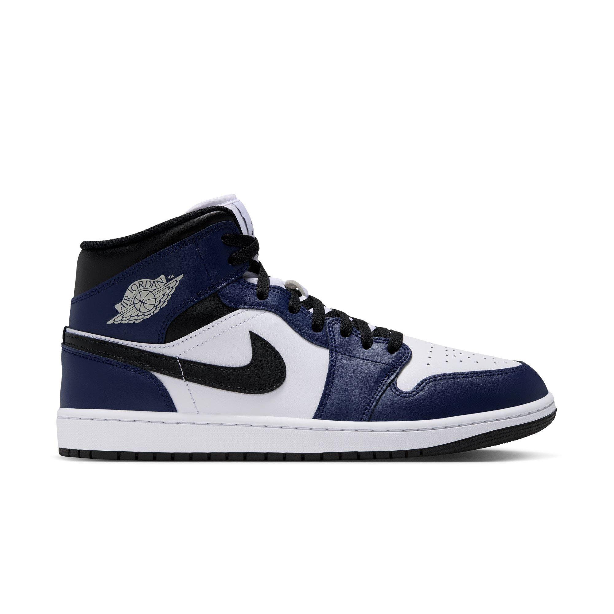 Jordan 1 Mid "White/Tech Grey/College Navy" Men's Shoe - WHITE/GREY/NAVY